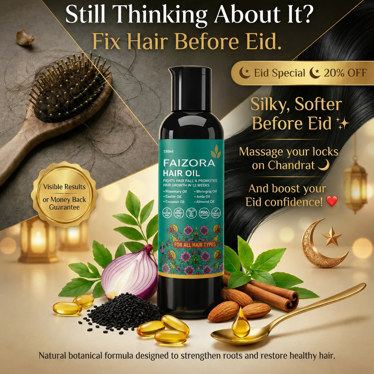 Faizora Ronaq-e-Zulf Hair Oil – Nourish, Grow & Shine (For All Hair Types)