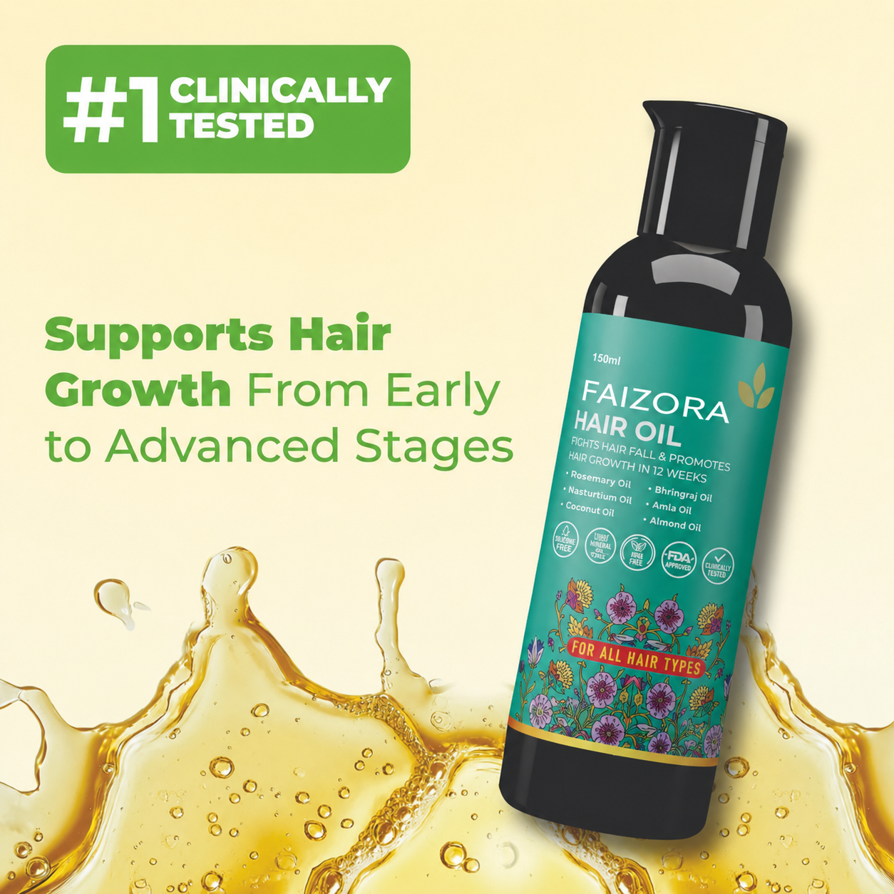 Faizora Ronaq-e-Zulf Hair Oil – Nourish, Grow & Shine (For All Hair Types)